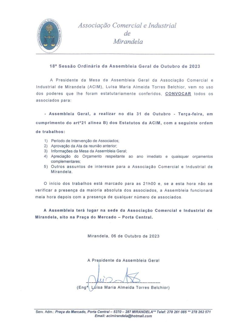 Read more about the article Convocatória – Assembleia-Geral de 31 de outubro